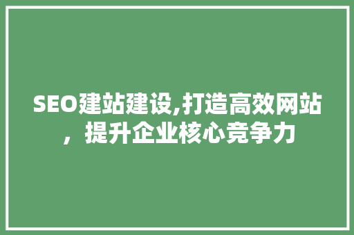 SEO建站建设,打造高效网站，提升企业核心竞争力 SEO建站建设,打造高效网站，提升企业核心竞争力 神马SEO