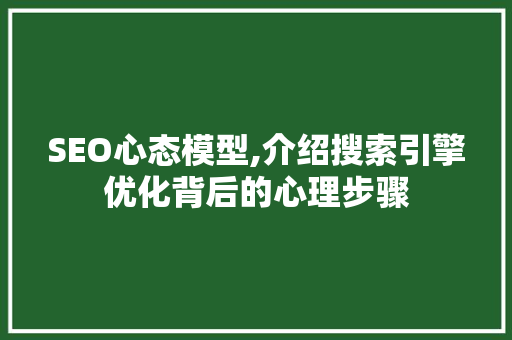 SEO心态模型,介绍搜索引擎优化背后的心理步骤