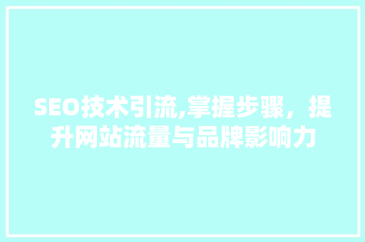 SEO技术引流,掌握步骤，提升网站流量与品牌影响力 SEO技术引流,掌握步骤，提升网站流量与品牌影响力 必应SEO