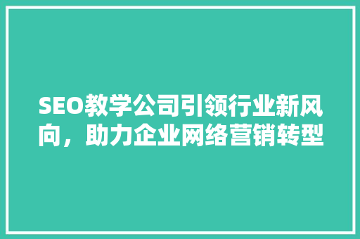 SEO教学公司引领行业新风向，助力企业网络营销转型升级 SEO教学公司引领行业新风向，助力企业网络营销转型升级 SEO关键词