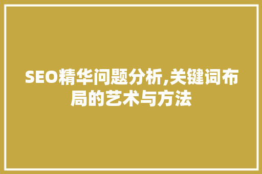SEO精华问题分析,关键词布局的艺术与方法 SEO精华问题分析,关键词布局的艺术与方法 网站建设公司