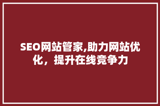 SEO网站管家,助力网站优化，提升在线竞争力