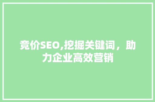 竞价SEO,挖掘关键词，助力企业高效营销 竞价SEO,挖掘关键词，助力企业高效营销 必应SEO