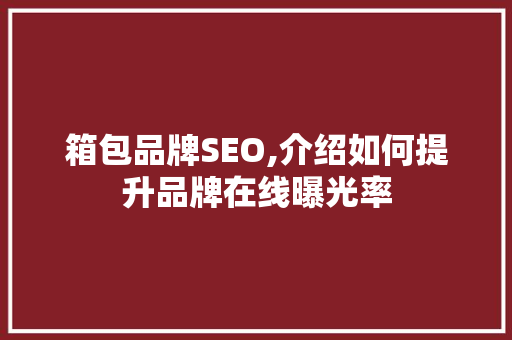 箱包品牌SEO,介绍如何提升品牌在线曝光率 箱包品牌SEO,介绍如何提升品牌在线曝光率 搜狗SEO