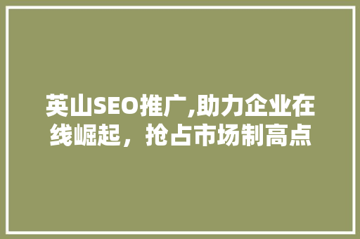 英山SEO推广,助力企业在线崛起，抢占市场制高点 英山SEO推广,助力企业在线崛起，抢占市场制高点 百度SEO