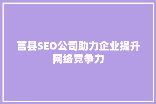 莒县SEO公司助力企业提升网络竞争力