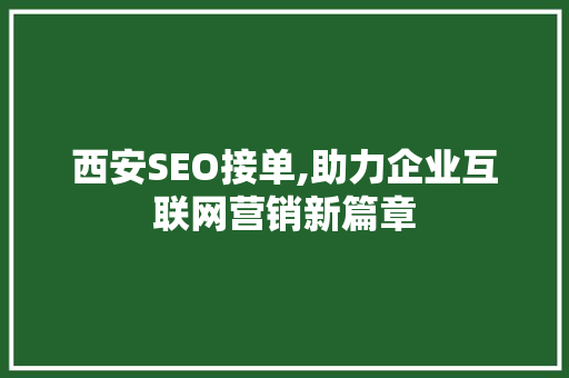 西安SEO接单,助力企业互联网营销新篇章 西安SEO接单,助力企业互联网营销新篇章 SEO关键词