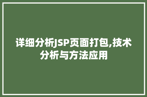 详细分析JSP页面打包,技术分析与方法应用