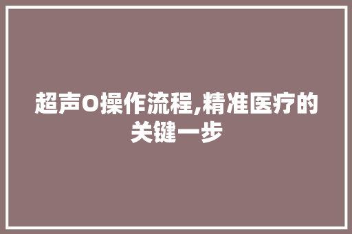 超声O操作流程,精准医疗的关键一步