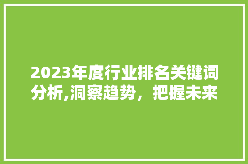 2023年度行业排名关键词分析,洞察趋势，把握未来商机 2023年度行业排名关键词分析,洞察趋势，把握未来商机 SEO关键词