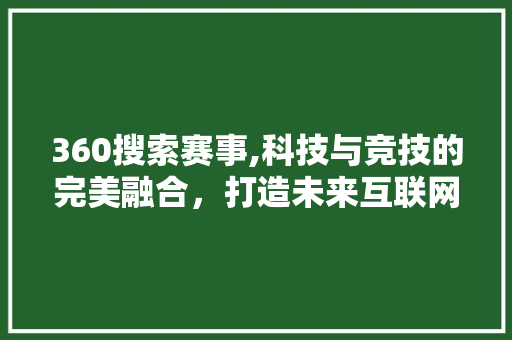 360搜索赛事,科技与竞技的完美融合，打造未来互联网新标杆