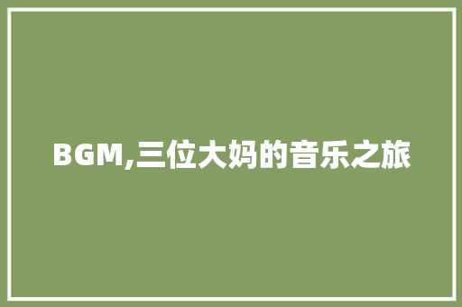 BGM,三位大妈的音乐之旅