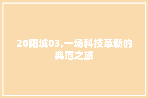 20阳城03,一场科技革新的典范之旅