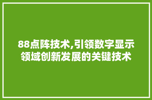 88点阵技术,引领数字显示领域创新发展的关键技术