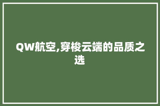 QW航空,穿梭云端的品质之选