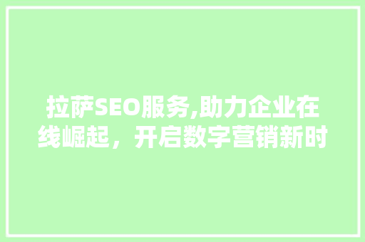 拉萨SEO服务,助力企业在线崛起，开启数字营销新时代