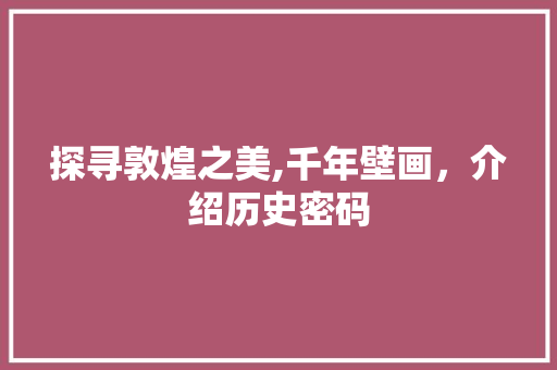 探寻敦煌之美,千年壁画，介绍历史密码