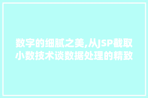 数字的细腻之美,从JSP截取小数技术谈数据处理的精致与精准