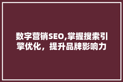 数字营销SEO,掌握搜索引擎优化，提升品牌影响力 数字营销SEO,掌握搜索引擎优化，提升品牌影响力 搜狗SEO