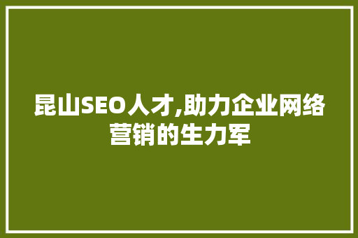 昆山SEO人才,助力企业网络营销的生力军
