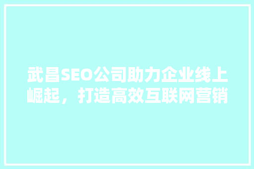武昌SEO公司助力企业线上崛起，打造高效互联网营销新格局