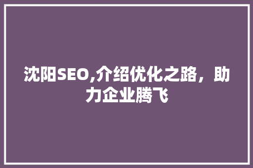 沈阳SEO,介绍优化之路，助力企业腾飞 沈阳SEO,介绍优化之路，助力企业腾飞 搜狗SEO