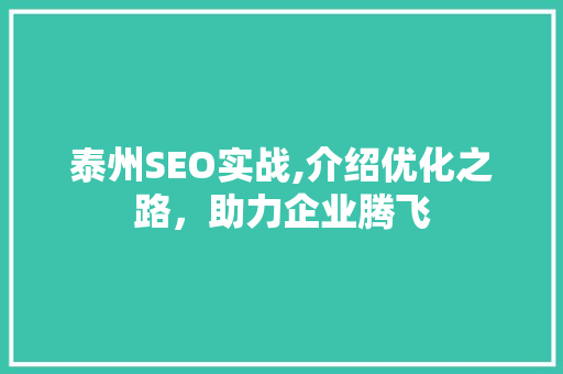 泰州SEO实战,介绍优化之路，助力企业腾飞 泰州SEO实战,介绍优化之路，助力企业腾飞 搜狗SEO