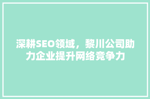 深耕SEO领域，黎川公司助力企业提升网络竞争力 深耕SEO领域，黎川公司助力企业提升网络竞争力 SEO关键词