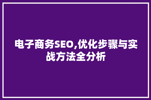电子商务SEO,优化步骤与实战方法全分析 电子商务SEO,优化步骤与实战方法全分析 搜狗SEO