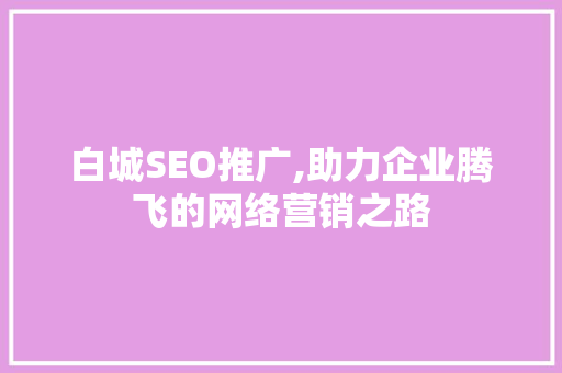 白城SEO推广,助力企业腾飞的网络营销之路