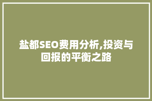 盐都SEO费用分析,投资与回报的平衡之路
