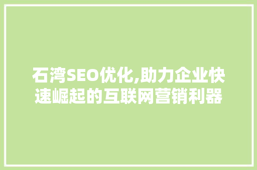石湾SEO优化,助力企业快速崛起的互联网营销利器