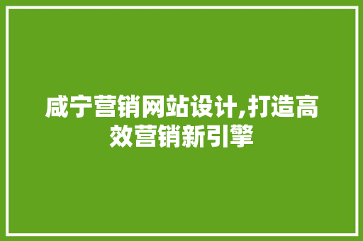 咸宁营销网站设计,打造高效营销新引擎 咸宁营销网站设计,打造高效营销新引擎 神马SEO