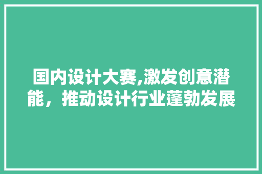 国内设计大赛,激发创意潜能，推动设计行业蓬勃发展