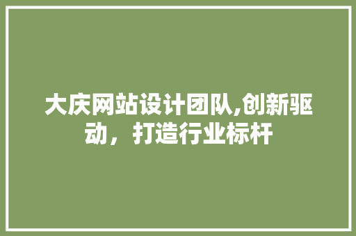 大庆网站设计团队,创新驱动，打造行业标杆