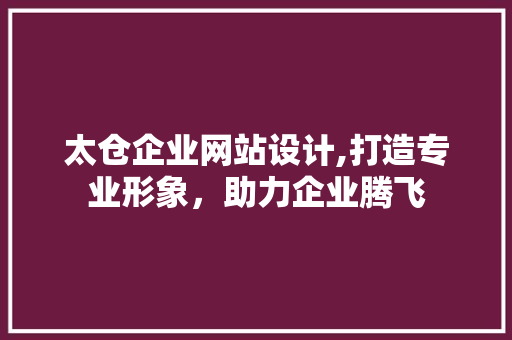 太仓企业网站设计,打造专业形象，助力企业腾飞 太仓企业网站设计,打造专业形象，助力企业腾飞 网站建设公司