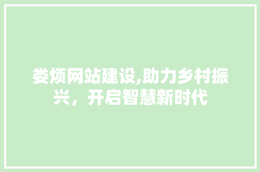 娄烦网站建设,助力乡村振兴，开启智慧新时代