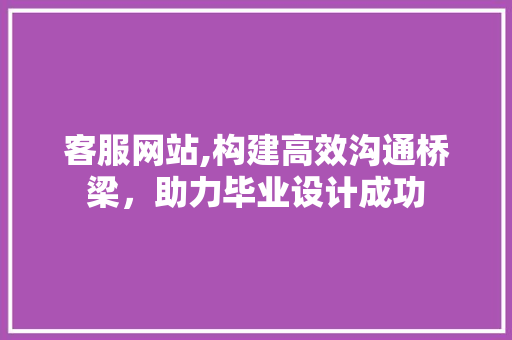 客服网站,构建高效沟通桥梁，助力毕业设计成功