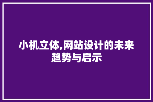 小机立体,网站设计的未来趋势与启示 小机立体,网站设计的未来趋势与启示 SEO关键词