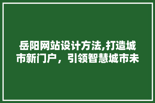 岳阳网站设计方法,打造城市新门户，引领智慧城市未来