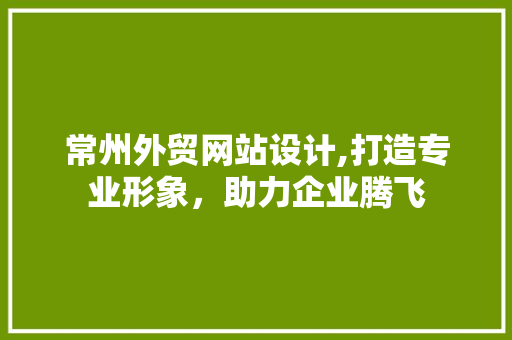 常州外贸网站设计,打造专业形象，助力企业腾飞 常州外贸网站设计,打造专业形象，助力企业腾飞 必应SEO