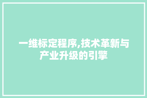 一维标定程序,技术革新与产业升级的引擎