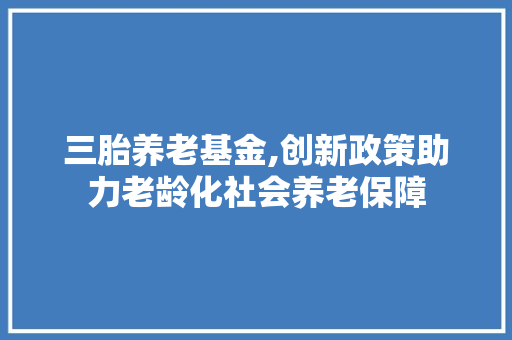 三胎养老基金,创新政策助力老龄化社会养老保障
