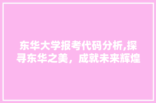 东华大学报考代码分析,探寻东华之美，成就未来辉煌 东华大学报考代码分析,探寻东华之美，成就未来辉煌 神马SEO