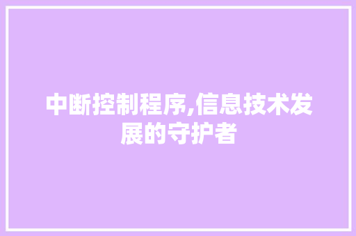 中断控制程序,信息技术发展的守护者