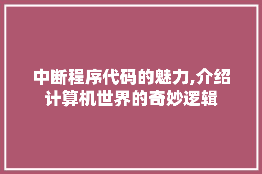 中断程序代码的魅力,介绍计算机世界的奇妙逻辑
