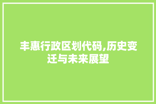 丰惠行政区划代码,历史变迁与未来展望