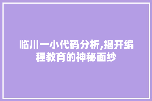 临川一小代码分析,揭开编程教育的神秘面纱