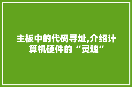主板中的代码寻址,介绍计算机硬件的“灵魂” 主板中的代码寻址,介绍计算机硬件的“灵魂” 必应SEO