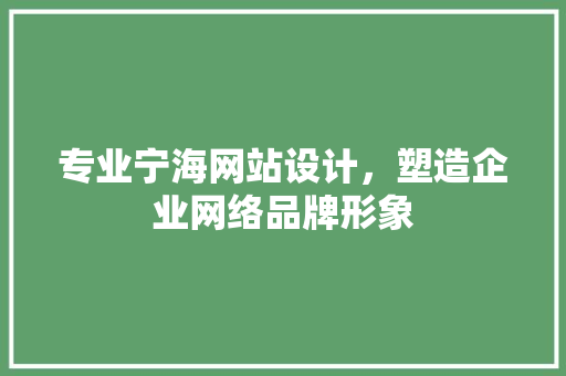 专业宁海网站设计，塑造企业网络品牌形象